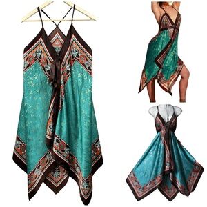 Handkerchief Boho Tulum Asymmetrical Hem Dress or Tunic Size XL